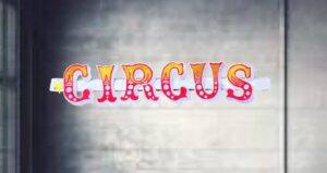 Circus Hanging sign with neon